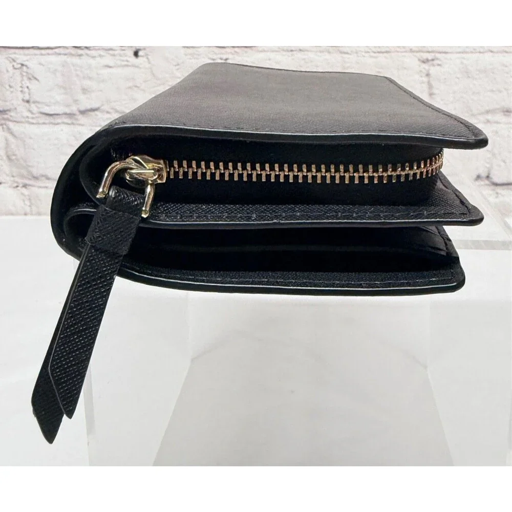 Kate Spade Saffiano Leather Compact Bifold Wallet w/ Zip-Around Coin Compartment